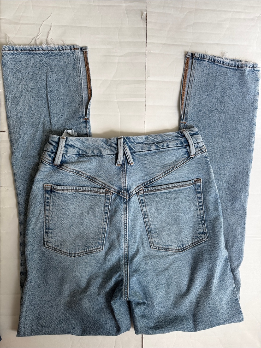Good American Mid Blue High Rise Inseam Slit Jeans - Picture 12 of 13